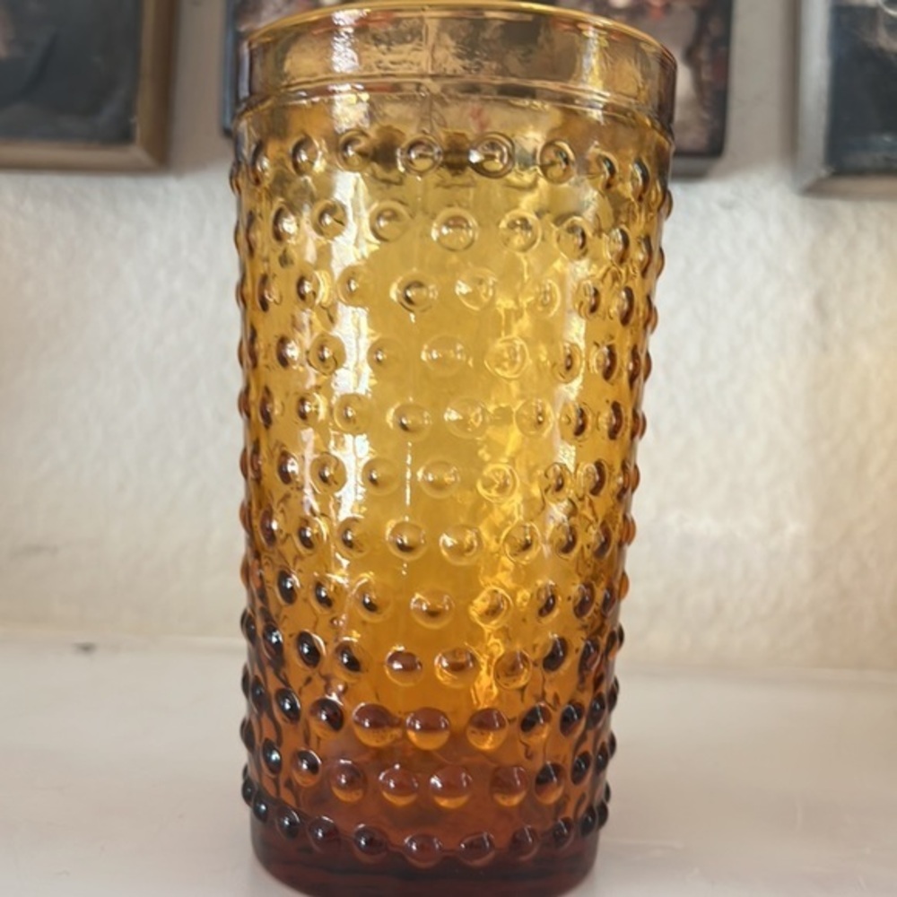 Zrike Amber‎ Hobnail Tumbler Set Of Glasses Hobnail Set of 4 - Picture 5 of 9